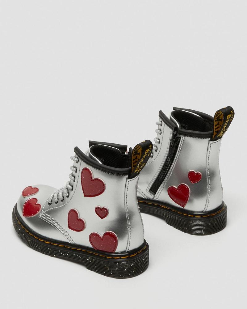 Dr Martens Toddler 1460 Glitter Star Lak Snørestøvler Børn Metal | DK 695ZUT